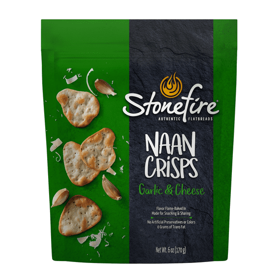 Stonefire Garlic & Cheese Naan Crisps, 6 oz, 1 Count