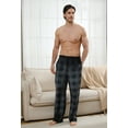 thumbnail image 2 of Vulcanodon Mens Flannel Pajama Pants, Soft Plaid Sleep Fleece Lounge Bottoms with Pockets(Buffalo Plaid-grey, L), 2 of 4
