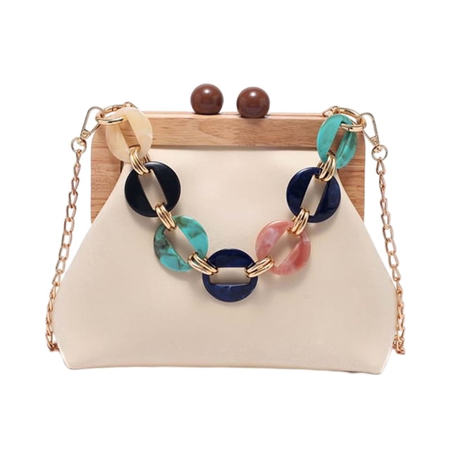 Bolso de hombro con cadena a la moda, bolso de mano, cartera impermeable, bolso elegante para mujer Blanco Yuyangstore bolsas de cadena