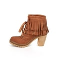 thumbnail image 4 of New Women Liliana Hanson-2 Leatherette Round Toe Fringe Chunky Heel Combat Boot, 4 of 5