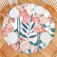 thumbnail image 2 of Botanical Garden Round Elastic Tablecloth Waterproof Fitted Cover with Tropical Flower & Leaves, 2 of 5