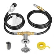 Burner Connection Kit, Propane Fire Pit Replacement with 1/2In Control Valve Key Set, Adjustable Pressure Regulator Hose