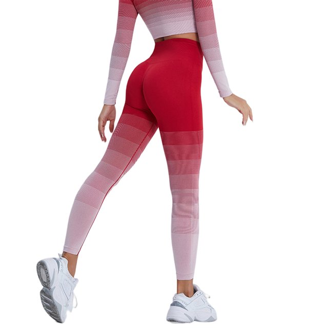 Sonducket Pantalones de Yoga de poliéster para mujer, pantalones de cintura alta absorbentes de sudor para niñas, ropa deportiva para levantar la Prendas para la parte inferior del cuerpo Rojo S Sonducket AP019275-06