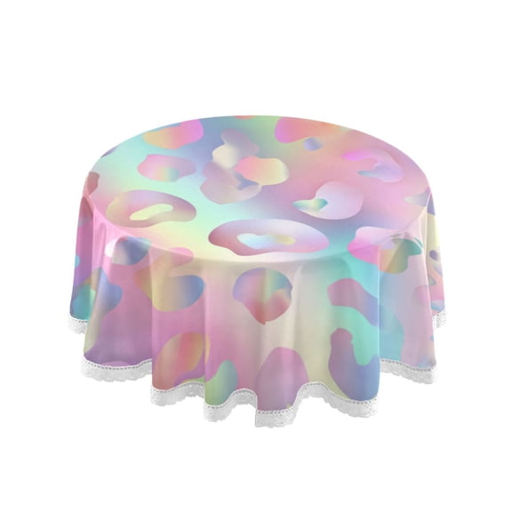 Qxltty Colorful Leopard Print Round Tablecloth 60 Inch Dia Washable Table Cover with Dust-Proof Wrinkle Resistant for Restaurant Picnic Indoor and Outdoor Dining