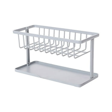 IPEWLEX Kitchen Sink Organizer with Sloped Draining and Removable Divider for Sponges, Brushes, and More