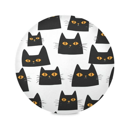 

Round Placemat Set 15.4 Inch Diameter Table Mats Heat-Resistant Decorative for Dining Tables Black Cats with Orange Eyes