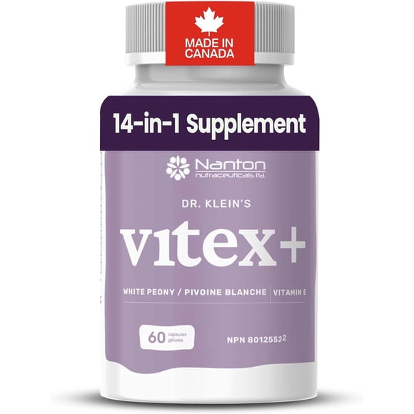 VITEX+ PMS Relief Supplement - All-in-One Support, Women's Hormonal Balance, Relieves Menopause & Premenstrual Symptoms, Regulates Period Irregularities w/Vitex Chaste Berry + Vitamin B, 60 Capsules