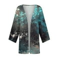 thumbnail image 4 of Effortlessly Trendy - Open Front Style! HIMIWAY Kimonos for Women Casual Women's Casual Fashion Retro Printed Lightweight Medium Length Jacket Cardigan Beige L, 4 of 5