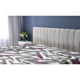thumbnail image 5 of Ambesonne Boho Feathers Fitted Sheet, Japanese Fuzz Pattern, Queen Size, Purple Charcoal Grey, 5 of 5