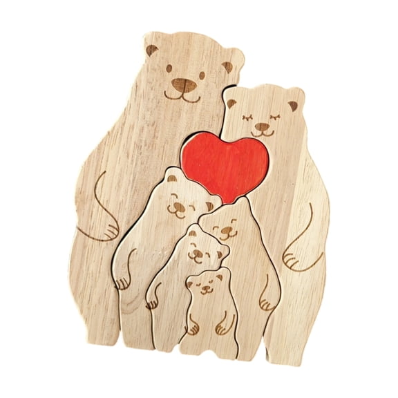 Personalize Wooden Bear Family Puzzle Wooden Lovely Bear Puzzle Gift for Mother Day,Father Day,Housewarming Decors