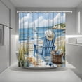 thumbnail image 5 of Summer Beach Coastal Shower Curtain Blue Sea Ocean Landscape Beachy Recliner Chair Hat Starfish Hawaii Scenery Waves Seaside Bath Curtain Fabric Bathroom Accessories Decor with Hooks, 5 of 7