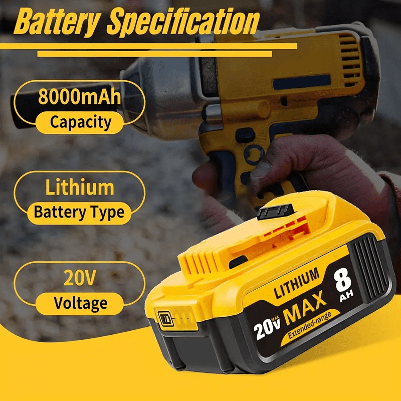 6Pack Replace for Dewalt 20V Max Battery 8000mAh, Replacement for dewalt 20v Batteries DCB200 DCB201 DCB206 DCB204 DCB208, Compatible with DeWalt 20V Cordless Power Tools and Chargers