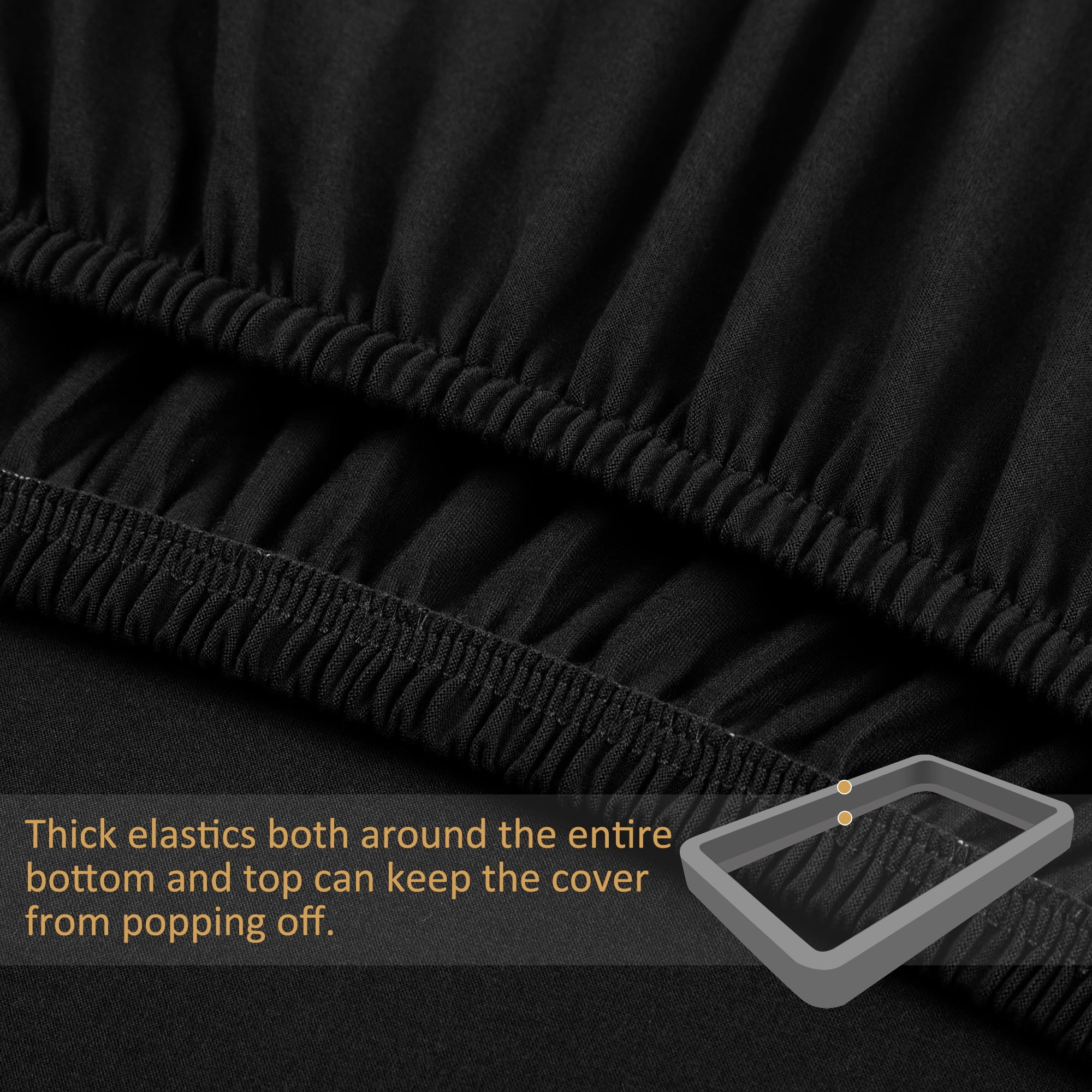 REGALWOVEN Box Spring Cover Stretchy Fabric Wrap Around 4 Sides Bed Skirt Wrinkle Free for Home Black Queen