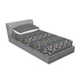 thumbnail image 3 of Ethnic Bedding Set with Sheet & Covers, Knitted Jacquard Illustration Texture Image Geometric Style, Printed Bedroom Decor 2 Shams, 4 Sizes, Brown and Dark Blue, by Ambesonne, 3 of 3