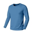 thumbnail image 2 of LEKWK Mens T Shirt Soft Basic Long Sleeve Crewneck Lightweight Shirts Stretch Regular Fit Casual Daily Layering Tee Workout Travel Fall Spring Tops Light Blue XXL, 2 of 7