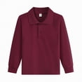 thumbnail image 5 of NIEWTR Boys Athletic Performance Long Sleeve Polo Lightweight Breathable for Hiking Running and Sports Activities（A-Wine,11-12 Years), 5 of 5