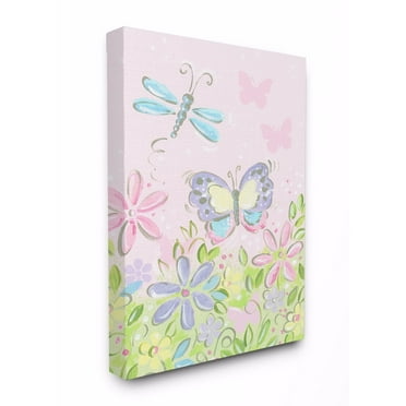 The Kids Room by Stupell Pastel Butterfly and Dragonfly Stretched Canvas Wall Art, 16 x 1.5 x 20