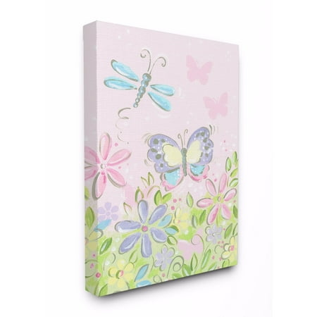 The Kids Room by Stupell Pastel Butterfly and Dragonfly Stretched Canvas Wall Art, 16 x 1.5 x 20