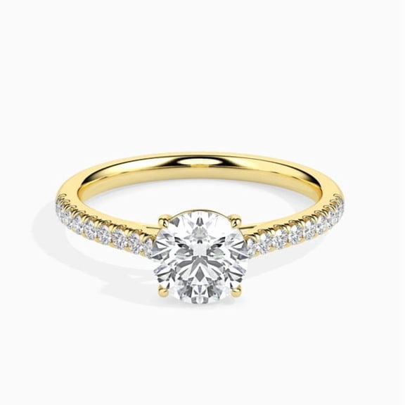 1 Carat Unique IGI Certified Lab Grown Diamond Engagement Ring for Ladies 10K Yellow Gold | Round Cut Side Stone Diamond Rings | Size 7 Diamond-Capitals