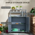 thumbnail image 4 of Outsunny Potting Bench with Storage Cabinet, Shelves for Backyard, Gray, 4 of 9