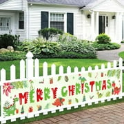 Large Dinosaur Merry Christmas Yard Banner 20 x 120 Inches, Red and Green Dinosaur Printed Hanging Banner for Xmas Winter Holiday Party Outdoor Yard Garden Lawn Decorations Supplies