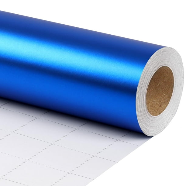 Rollo de papel para envolver de metal mate azul LariBbons, 43 x 10 m