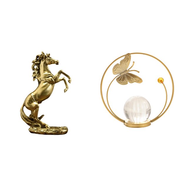 Estatua del caballo,Estatua de caballo de pie hecha a mano de resina de cafetería,Estatua de bola de cristal,Estatuas de bolas de cristal para decoración del hogar,escritorio