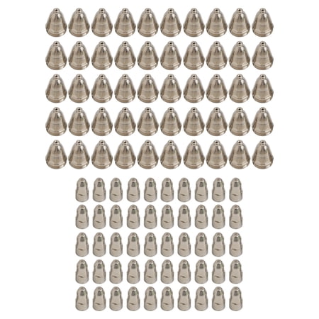 TeeRees 100Pcs P-80 Plasma Cutting Torchs Consumable Cutting 40A 60A 80A 100A Tip Cnc Plasma Torch Tip Electrode Nozzles Welding Tools 1.1mm