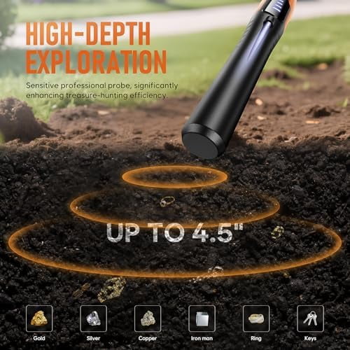 Metal Detector Pinpointer, Search Treasure Pinpointing Finder Probe with LCD Display, Professional Waterproof Handheld Pin Pointer Wand with 4 Modes for Metal Detector Adults, Kids