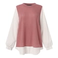 thumbnail image 3 of ZANZEA Women Long Sleeved O-Neck Patchwork Contrast Color Blouse Pullover Tops, 3 of 12