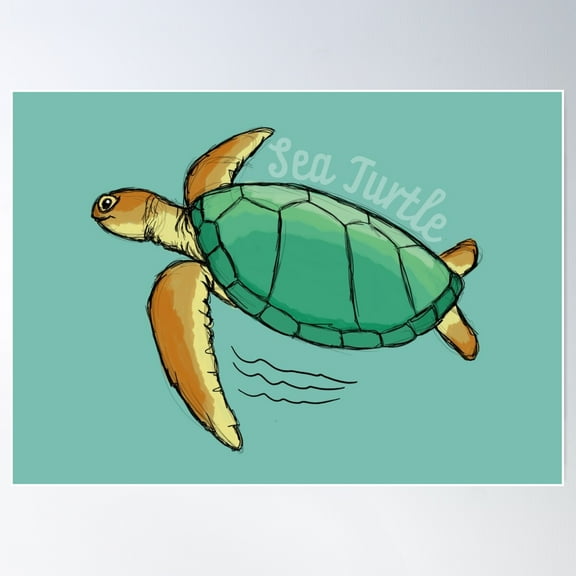 Sea Turtle Poster Wall Art, Modern Wall Decor For Living Room Bedroom, 8x12 UNFRAMED