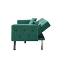 thumbnail image 3 of 75.59" Convertible Futon Sofa Bed, Folding Sofa Sleeper Daybed with 2 Cup Holders, Sturdy Metal Legs and Armrest, Linen Recliner Sofa Couch Loveseat for Compact Living Space, Apartment, Dark Green, 3 of 7