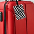 thumbnail image 5 of Checkered Flag Black White Faux Leather Travel Luggage Tag, 5 of 7