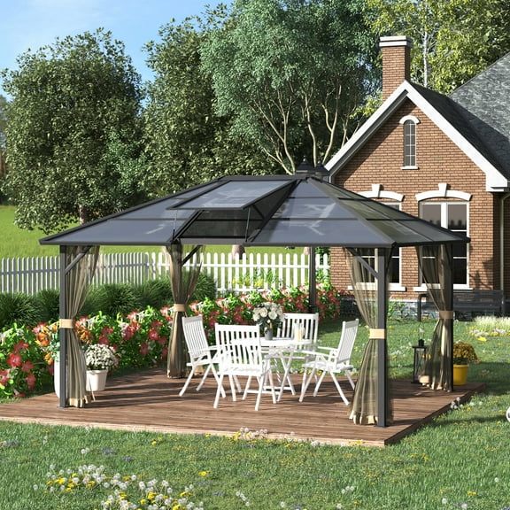 Outsunny 12' x 14' Hardtop Gazebo, Aluminum Frame and Polycarbonate Roof