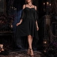 thumbnail image 2 of YuXingFu Gothic Dresses for Women Halloween Mesh Lace Patchwork Suspender Off Shoulder Court Style Dress Black M, 2 of 7