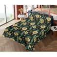 thumbnail image 4 of Ambesonne Vintage Fitted & Flat Sheet with Sham 3 Pcs Set, Sunflowers Corns Pattern, Twin, Earth Yellow Fern Green, 4 of 5