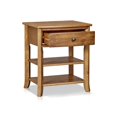 thumbnail image 1 of 24 Inch Teak Wood Nightstand, 1 Drawer and 2 Shelves, Brown, 1 of 5
