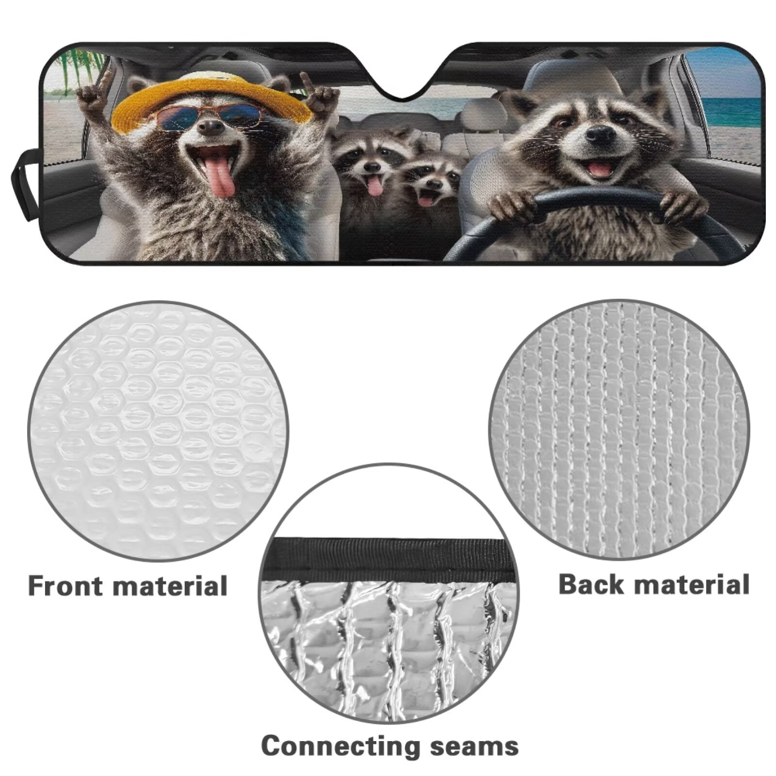 Uorisanigo Car Sun Shade UV Rays & Heat Protection Accessories for Jeep Wrangler, Foldable Raccoon Animal Driving Windshield Shade for 1997-2017 Jeep Wrangler Rubicon Sahara TJ JK JKU 2/4 Doors