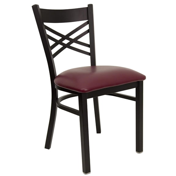 Bowery Hill Black Back Metal Dining Chair in Burgundy