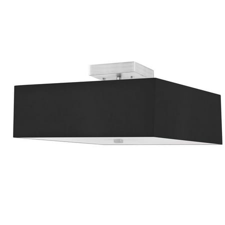 

Dainolite SRN-143SF-SC-BK 3 Light Incandescent Semi-Flush with Black Shade Satin Chrome