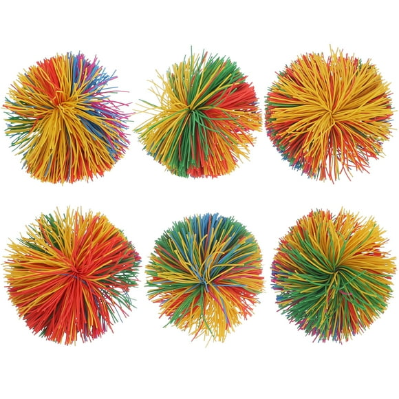 6pcs 6cm Colorful Silicone Koosh Ball Bouncing Fluffy Jugging Ball Sensory Fidgets Stress Relief Toy (Random Color)