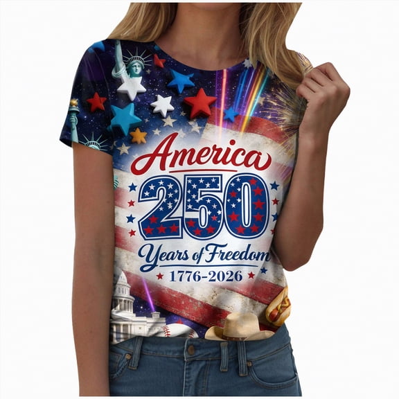 mgoYE Clothing for Women USA Navy 250th Anniversary Gifts Women T-Shirt 250 Years America Anniversary Shirt Womens 250th Independence Day Freedom Shirt USA Flag Star and Stripes Tee