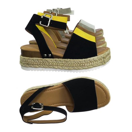 Topic by Soda, Espadrille Jute Rope Wrap Platform Flatform Rubber Shark tooth Flat (Best Sandals In The World)