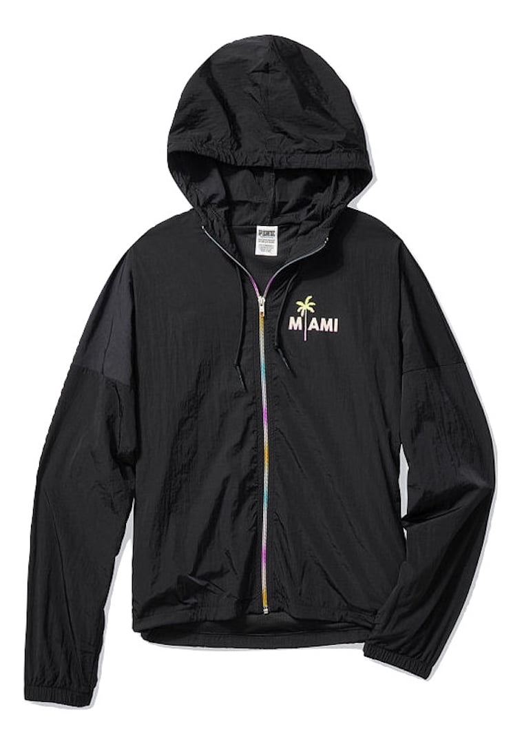 Pink Anorak Windbreaker Jacket Full Zip Color Black Size XSmall/Small Nwt
