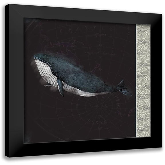 JMB Designs 20x20 Black Modern Framed Museum Art Print Titled - Blue Whale