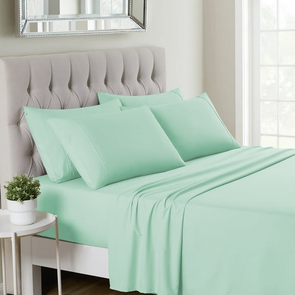 Sweet Home Collection 1500 Series 6 Piece Ultra Soft Microfiber Sheet Set, California King, Mint