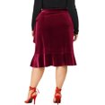 thumbnail image 3 of Agnes Orinda Women's Plus Size Party Ruffled Hem Knee Length Velvet Wrap Skirt, 3 of 6