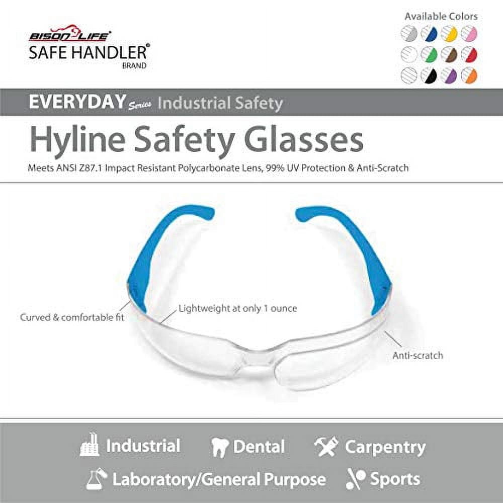 Safe Handler Hyline Safety Clear Lens Color Temple Glasses, Anti-Scratch (12 Pack)