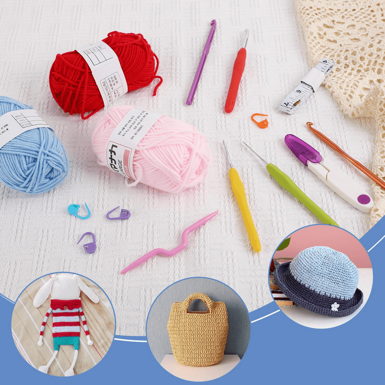 Allnice Crochet Kit for Beginners Adults, 49 PCS Beginners Crochet Knitting  Kit Crochet Hooks Set with Storage Case, 5 Colors Crochet Yarn Balls,  Crochet Hooks Accessories Kit Crochet Starter Kit 