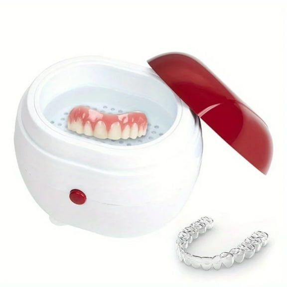 Denture Cleaner*1 False Teeth Cosmug Automatic Denture Cleaning Case Portable Retainer Cleaner Case Denture Case with Filter Effortlessly Clean and Dentures Braces and Retainers, Promotion Sale White